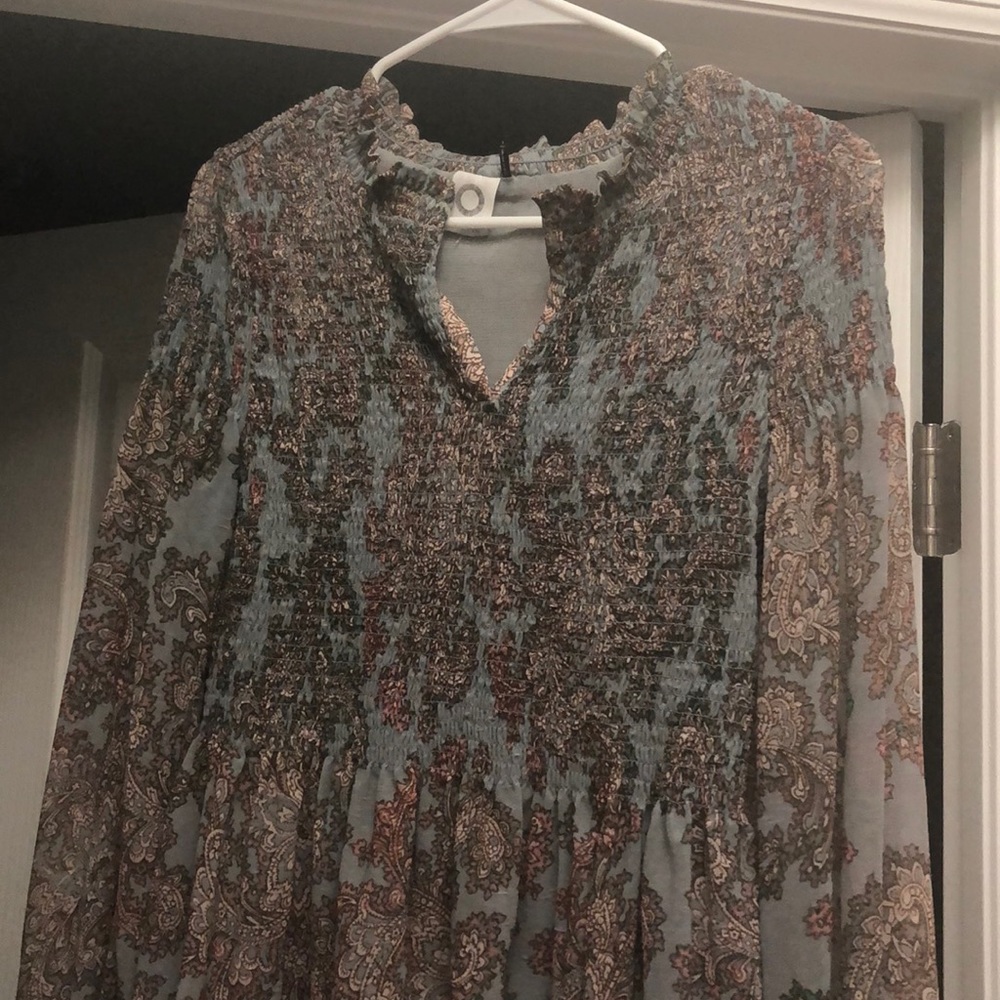 Anthropologie Blue and Pink Paisley Flowing Blouse